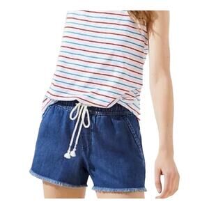 LOFT Dark Blue Jean Shorts with Drawstring
